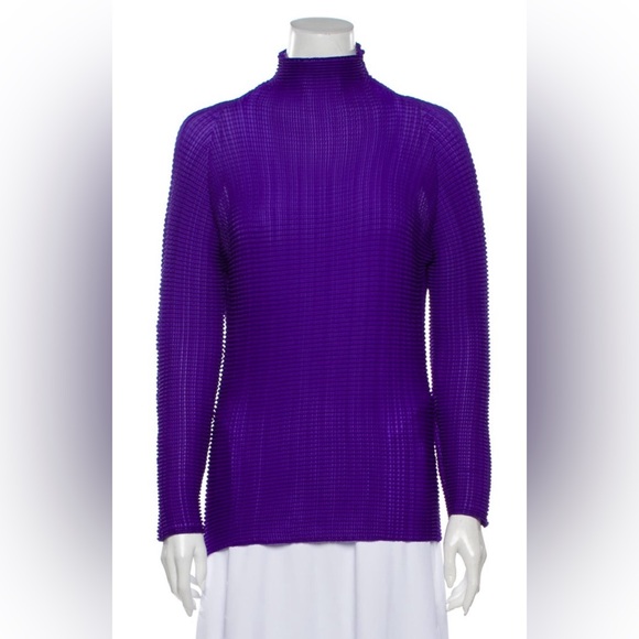 Issey Miyake Pleats Please Deep Purple Textured Blouse - Picture 1 of 3